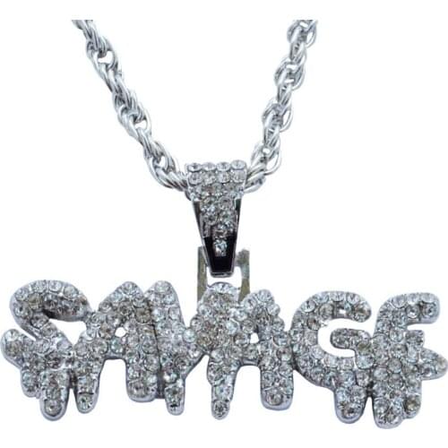 Diamond Jewelry Luxury Necklace Mens Hip Hop European And American Full Diamond Letters Savadf Pendant Necklace For Women 2020