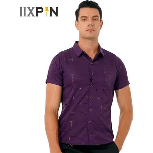 Men Shirts Summer Casual Striped Short Sleeve Lapel Button Down Blouse Shirt Tops Business Formal Office Male Fashion Tee Top