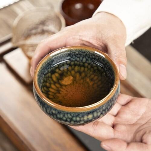 Handmade Ceramic Jianzhan Tea Cup Kung Fu Teaset Single Cup Gift Box Chinese Style Kiln Tianmu Glaze Creativity Pottery Tea Bowl