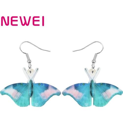 Newei Acrylic Blue Lovely Morpho Butterfly Earrings Aesthetic Insect Animal Dangle Drop Jewelry For Women Girs Summer Jewellery