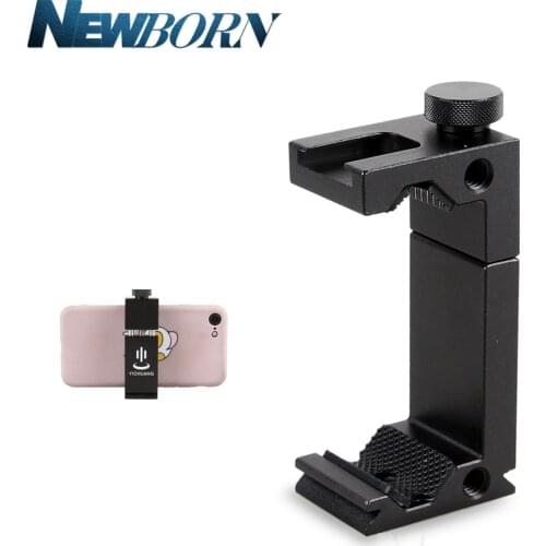 65MM to 95MM Tripod Phone Mount with Cold Shoe 1/4 Screw Phone Mount Stand Clipper for iPhone X 8 7 6 Plus Samsung Huawei