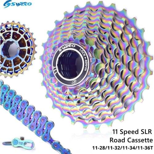 SWTXO Ultralight 11 Speed Road Bike Cassette 11-28T 32T 34T 36T Bicycle Racing Freewheel K7 Gravel 11V SLR Bike Chain 10S EL