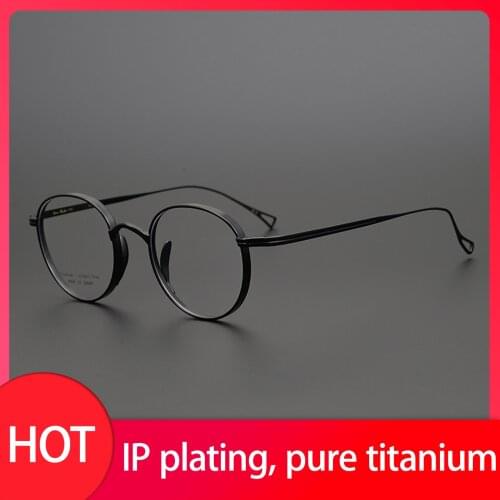 Top Quality Ultra-Light Pure Titanium Vintage Round Optical Man And Woman Glasses Japanese Simple Style Myopia Frame KMN113