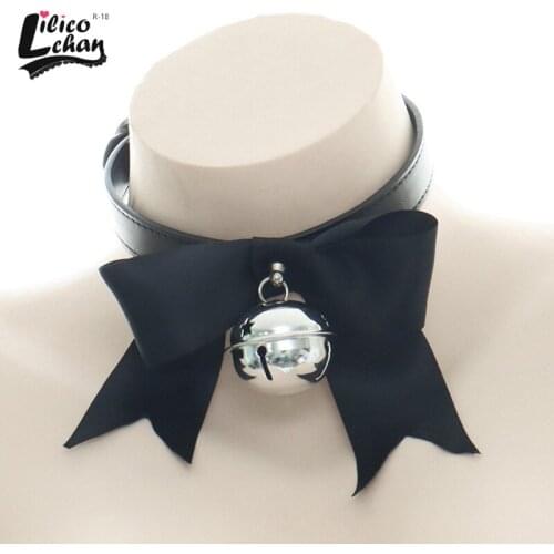 High Quality Lovely Sailor Moon Bow Bell Leather Collar Lead Chain Bondage Restraints Adult Game BDSM Collars Sex Toys Sex Game