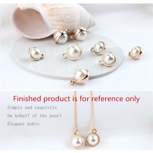 DIY Jewelry Findings Round White Pearl Core Pendant Charms Ornament Accessories Necklace Earring Keyring Phone Chain Charms