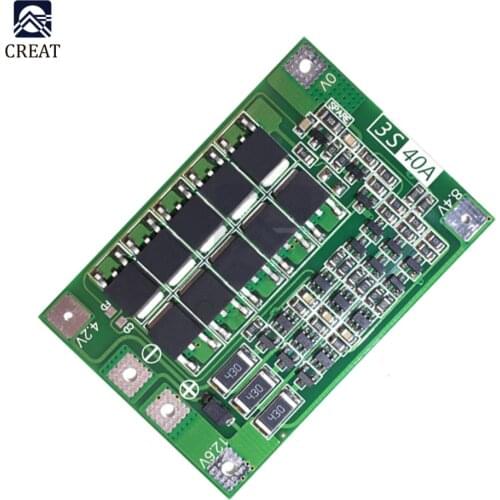 3S 40A 11.1V 12.6V 18650 26650 Polymer Lithium Battery Protection Board For Drill 40A Current Balance Module Anti-interference