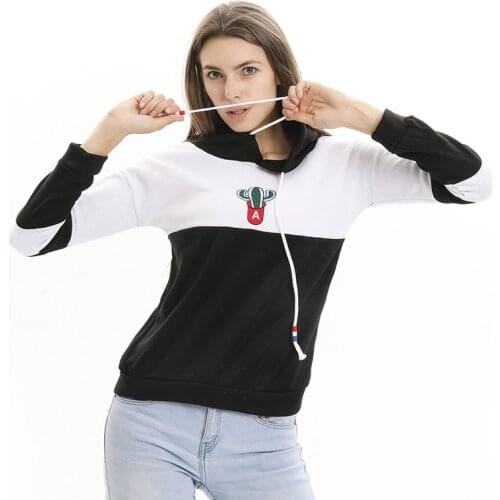 2020 Spring Autumn Casual Hoodie Sweatshirt Long Sleeve Female Hoodies Cactus Printing Fashion Loose Drawstring Pullovers Women