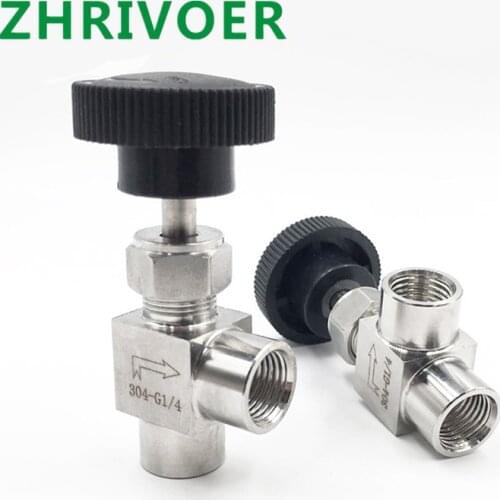 1 pcs BSP SS304 For Water Gas Oil Stainless Steel 304 Needle Valve 1/8'' 1/4'' 1/2'' Right Angle Female Thread