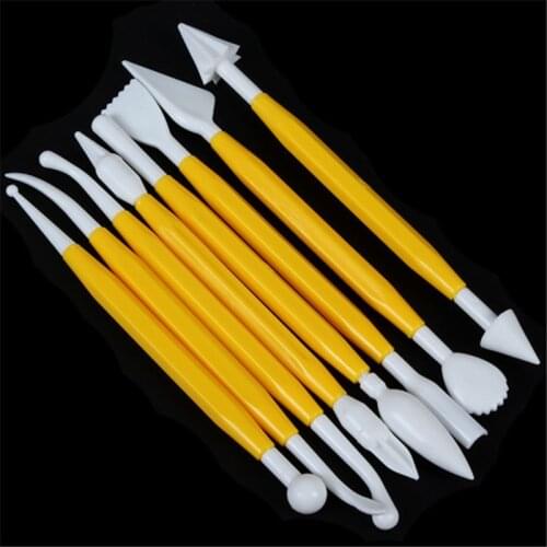 8PCS/Lot Plastic Fondant Decorating Flower Modelling Tool Set Plastic Double Ended 16 Shaped Clay Chocolate Fondant Carve Pens