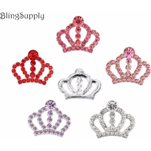Free shipping 32X26mm rhinestone crown button 100PCS can pick colors (BTN-5515)