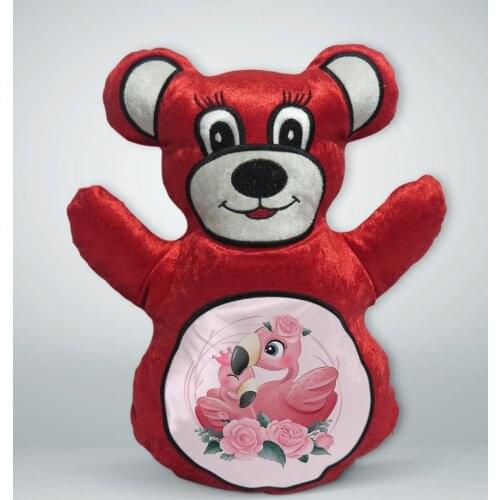 BK Gift Cute Flamingos Design Red Teddy Bear Yastık-1