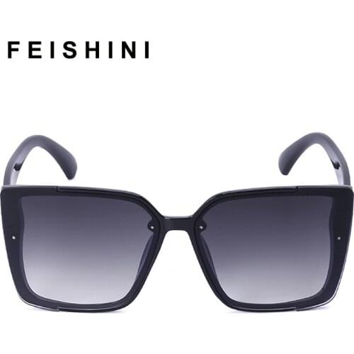 FEISHINI Brand Designer Metal Hot Mirror Sun Glasses ladies Vision Superstar Sunglasses Women Square Oversized Vintage