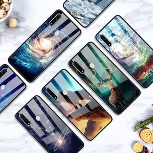 Case For OPPO A8 Back Phone Cover Black TPU Silicone Bumper With Tempered Glass