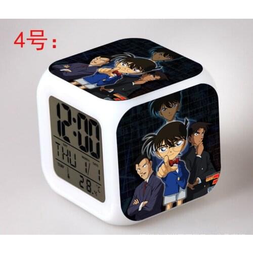 Japanese Anime Detective Conan LED 7 Color Flash Digital Alarm Clocks Kids Night Light Bedroom Clock reloj despertador