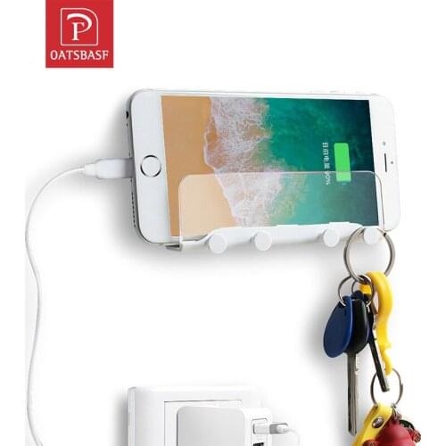 Mobile Phone Holder Stand For iPhone11 8 X Wall Mount Holder Adhesive Stand Portable Phone Wall Charger Hook Holder Hanging