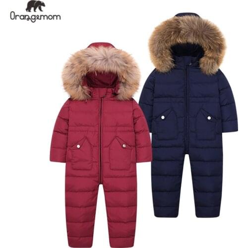 Children Clothes Russian Winter One Piece Snowsuit Down Jacket For Boys Girl Outerwear Coat Thicken Waterproof Snowsuits 2-6y