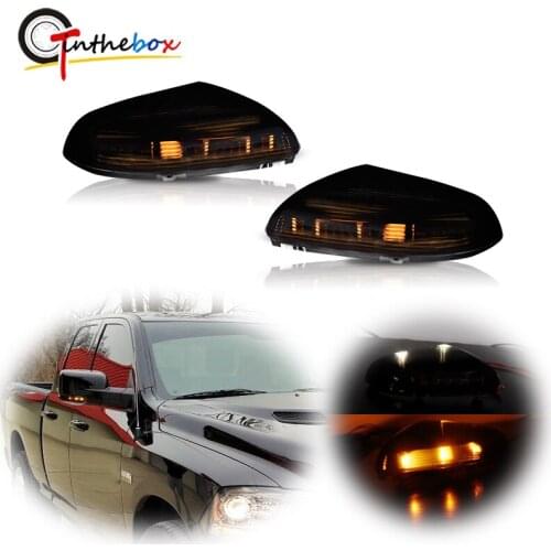 Dual-color LED Car Front Side Mirror Marker Lights For Dodge Ram 1500 2500 Amber Turn Signal Light & White DRL Parking Light 12V