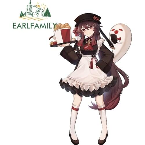 EARLFAMILY 13cm x 8.2cm for Hu Tao Car Stickers Waterproof Creative Decals Occlusion Scratch Motorcycle Decor Vinyl Car Wrap