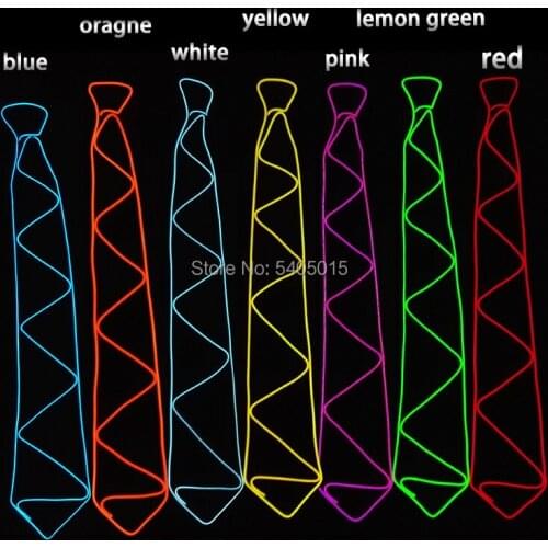 EL Wire Light Up Tie Fashion Flashing Glow Party Supplies Tie with DC-3V For Luminous Performance Props 10 Colors Optional