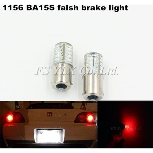 FSYLX 2pcs Red 1156 BA15s P21W LED Strobe Flash Brake Lights LED Bulb BA15S car Turn Signal Lights Brake Light
