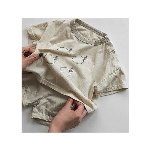 2020 summer Korean childrens clothing new boys and girls Han Fan pure cotton casual short-sleeved round neck T-shirt shorts sui