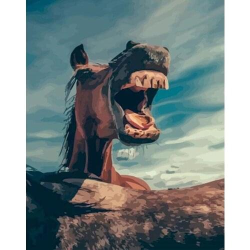 Gatyztory Hippo Diy Painting By Numbers Canvas Colouring Animal Handpainted Gift Wall Decor Frame Artwork 60×75cm