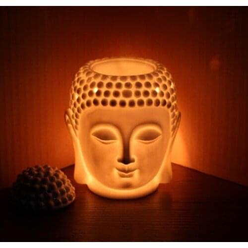 White Black Buddha Head Aroma Burner Ceramic Essential Oil Burner Aromatherapy Lamp Furnace Exquiste Crafts for Home Decor