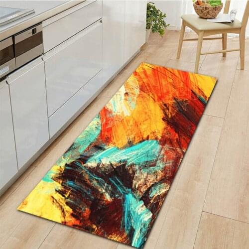 Porch Welcome Doormat Oil Painting Abstract Home Kitchen Carpet Colorful Living Room Decoration Floor Rug Non-Slip Long Bath Mat