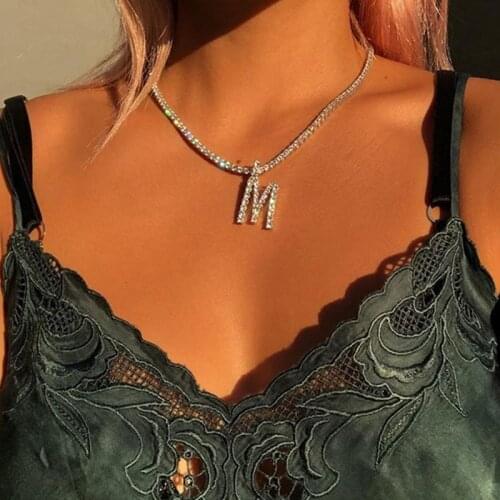 Hot sale in 2020 26 Alphabet Pendant Necklace golden silvery A-Z Letter Necklace For Women Jewelry Collar Choker Word Statement