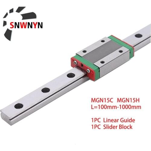 MGN15 100 350 400 450 500 600 800 1000mm Miniature Linear Rail Slide 1pc MGN Linear Guide+1pc MGN15C/MGN15H Carriage CNC Parts