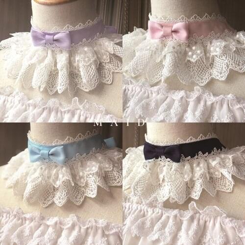 Lolita Sweet Lace Gorgeous Neck Band Ultra-Multi-color Tea Party Necklace Accessories Hand made Cute Bowknot Elegant Neck rings