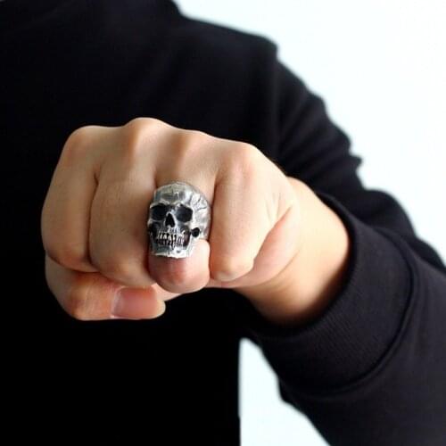 European and American Trendy Fashion Skull Ring Retro Hip Hop Rock Rings for Men Gothic Punk Jewelry Accessories Wholesale Bulk