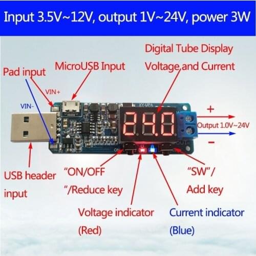 Digital Control USB Voltage Regulating Module 5V to 3.3V 9V 12V 24V Desktop Power Module XY-UPA