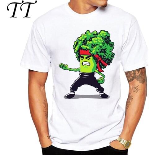 2019 Hot Tops New Fashion Printed Broccoli men T shirts Summer Short Sleeve T-shirt men White T-Shirts funny design