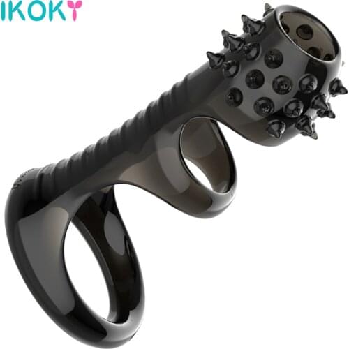 IKOKY Male Time Delay Ejaculation masturbation Penis Ring TPE Cock Ring Penis Sleeve Sex Toys for Man Erotic Reusable condom
