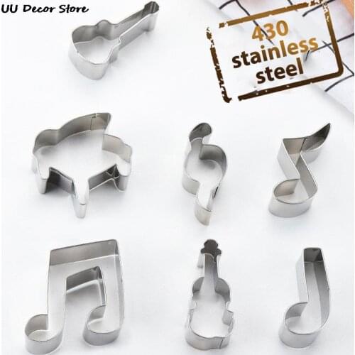 Music Cookie Cutter - Violin, Piano, Electric Guitar, Music Note, G Clef Biscuit Fondant Cutters - Stainless Steel