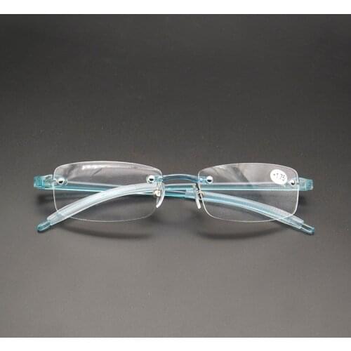 Flexible TR90 Women Reading Glasses Frameless Men Magnifier Blue Presbyopic Eyewear +0.5 +0.75 +1 +1.25 +1.5 +1.75 +2 ~ +4