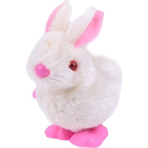 Plush Cute Bunny Toys Infant Child Stuffed Toys Kawaii Rabbit Stuffed Toys Hopping Wind Up Easter Gift For Kids Adults Girls