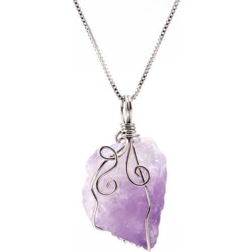 Natural stone lavender amethyst necklace pendant creative new girl accessories pendant wholesale