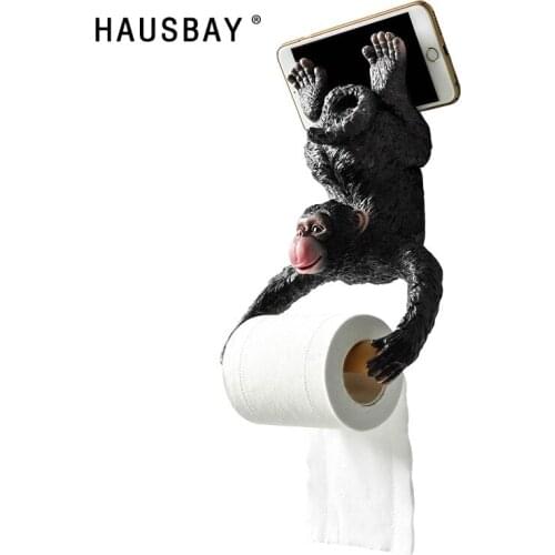 Resin Monkey Paper Holder European Tissue Roll Paper Holder Creative Organizer Bathroom Kitchen Home Decoration Ornaments D101