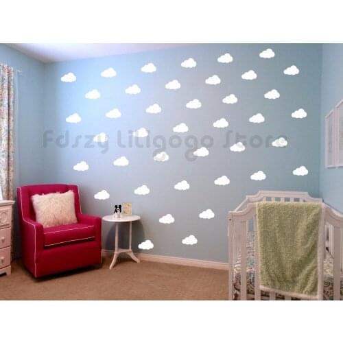 Fluffy Cloud Pattern Wall Sticker Nursery Childrens Wall Decal Vinyl Kids Bedroom Wall Art Mural Removable Decor for HomeQ897