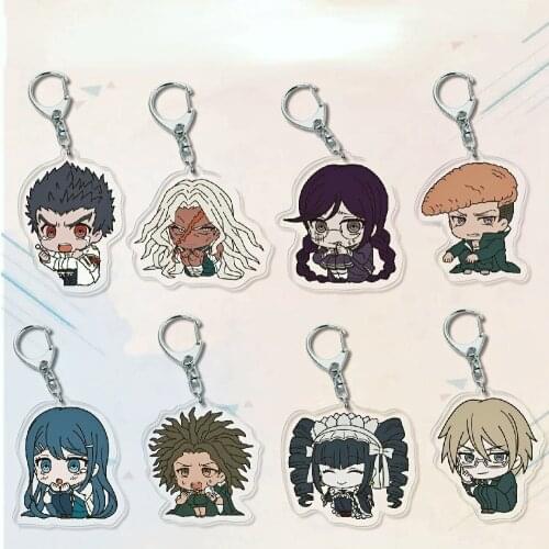 Q Version Trigger Happy Havoc Game New Anime Acrylic Charm Keychains Naegi Makoto Enoshima Junko Kirigiri Kyouko Bags Pendant