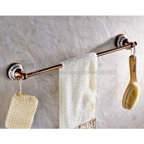 Rose Gold Brass Wall Mounted Single Towel Bar Towel Rack Towel Holder Bathroom Accessories Kba381