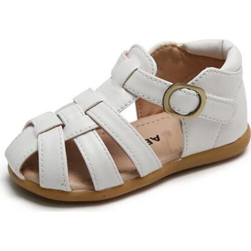 Summer Baby Toddler Shoes White PU Leather Baby Boy Sandals Girls Soft Sole Beach Shoes Breathable Casual Flat Sandals Toddler