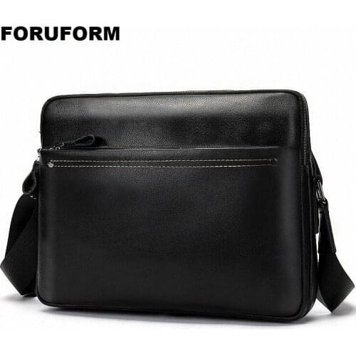 Crossbody Bags Simple Men Bag Soft Genuine Leather Vintage Messenger Bag Men Leather Shoulder Bags Male Zipper Satchels LI-2443