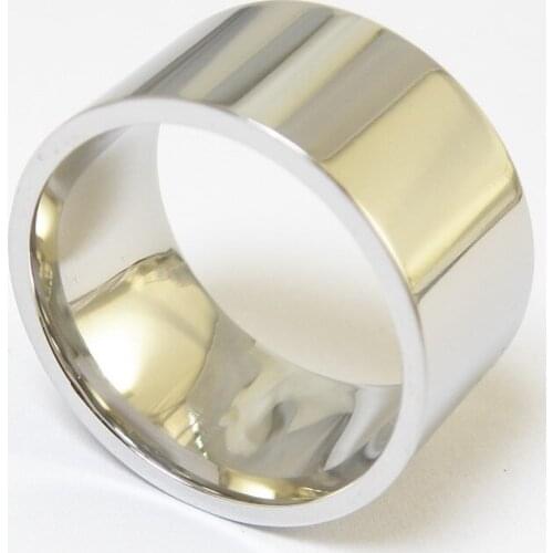 Quality Protection 12mm High Polished Stainless Steel Super Wide Flat Ring for Men Women Polished Mirror Biker Rings Punk
