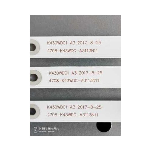 LED Backlight strip 3 lamp for 4708-K430WDC-A3113N11 A1113N11 K430WDC1 L43E6800 43HFF5952/T3 43L1600C 43bdl4012n/62