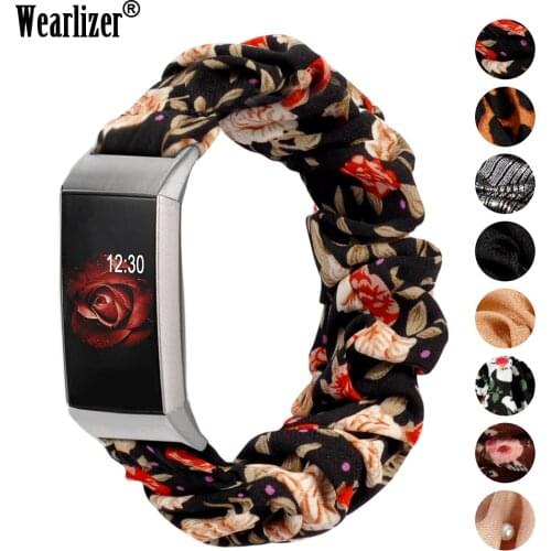 Fabric Scrunchie Strap for Fitbit Charge 4 Women Fashion Elastic Strap Replacement Bracelet Accessories Band for Charge 3