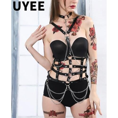 UYEE 2020 Sexy Women Leather Harness Garter Girl Sexy Lingerie Suspenders Straps Body Bondage Chest Braces Leather Harness