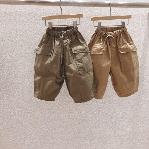 2020 spring childrens new style Han Faner boys and girls foreign fashion trend twill loose casual overalls